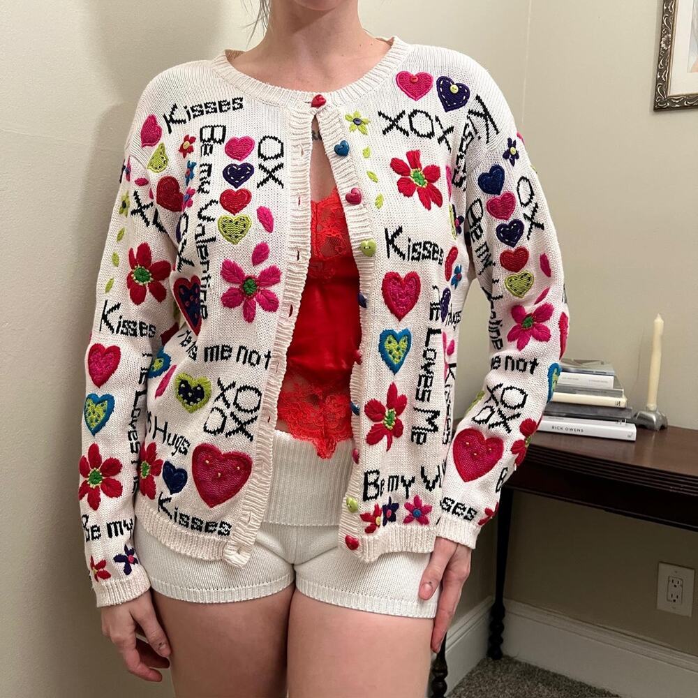 Vintage 90s valentines day cardigan